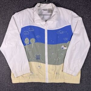 Koret Francisca Windbreaker Womens‎ L Multi Colorblock Scenic Cottagecore Casual